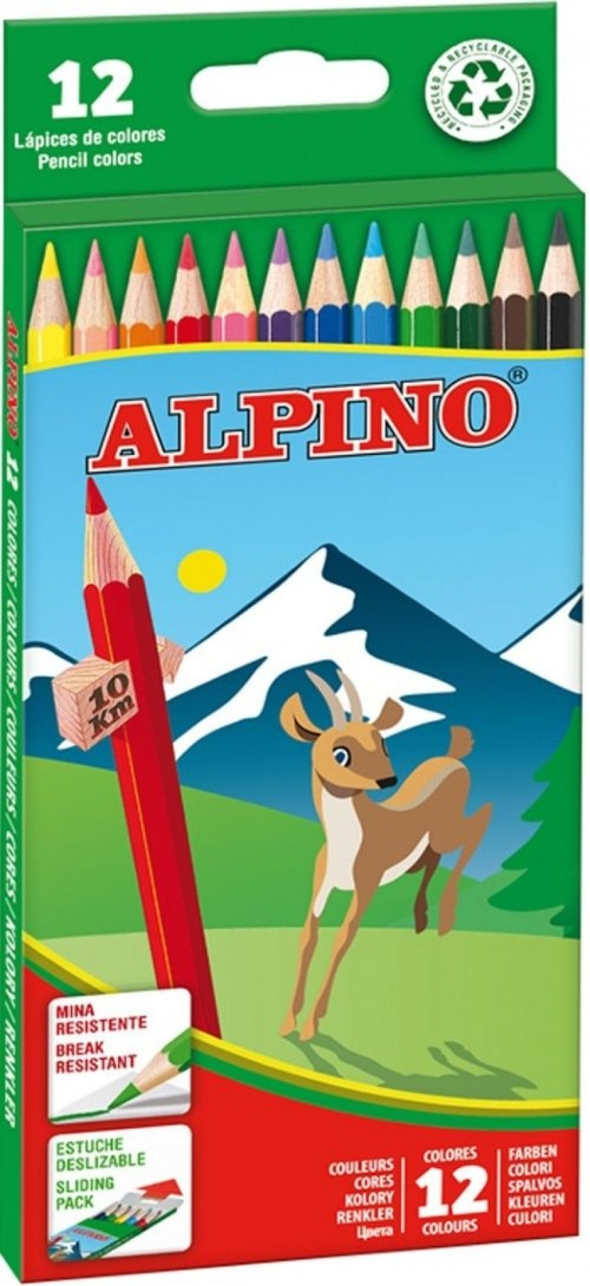 ALPINO lapices de colores. Estuche de 12 colores