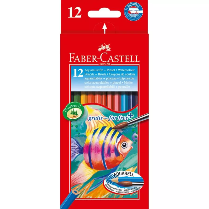 Estuche 12 lápices acuarelables + pincel Faber Castell
